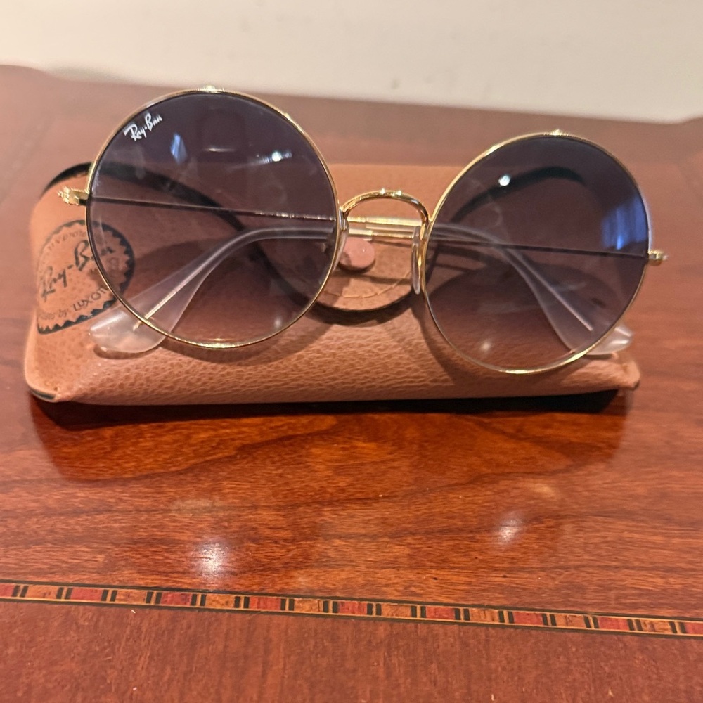 Ray-Ban Gold Frame Sunglasses with Black Lenses